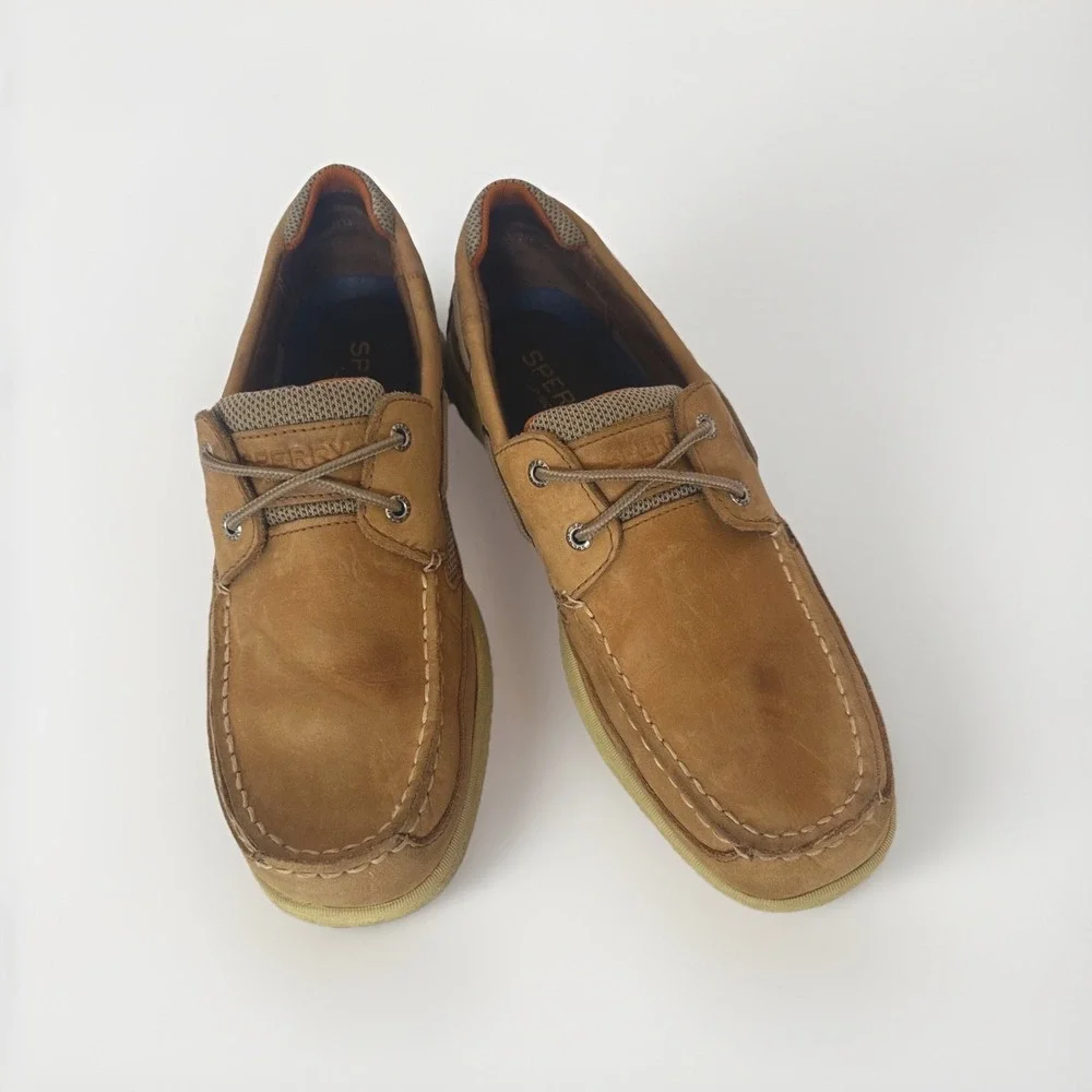 Sperry Top Sider Lanyard Men's Boat Shoes 12 Tan Leather Lace up 0777924